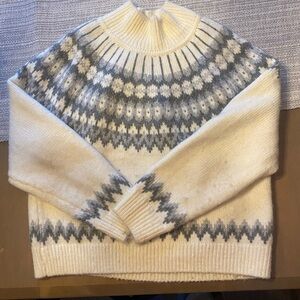 Gap Cozy Nordic Pattern Sweater - Cream and Gray